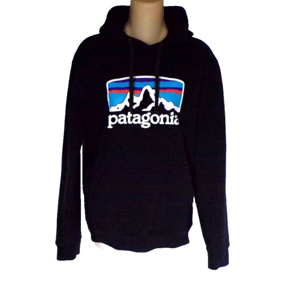 Patagonia Hoodie Mens Medium Black Uprisal Logo Fleece Pullover Sweatshirt
